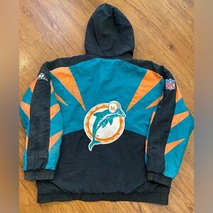 Vintage 90’s Miami Dolphins Jacket APEX ONE Pro Line Football Shark Tooth Style